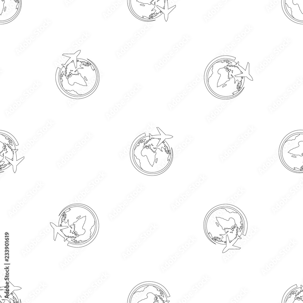 Poster plane on earth pattern seamless vector repeat geometric for any web design