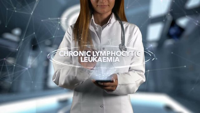 Female Doctor Hologram Word Chronic lymphocytic leukaemia