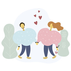 Romantic couple illustration. Valentine's Day card