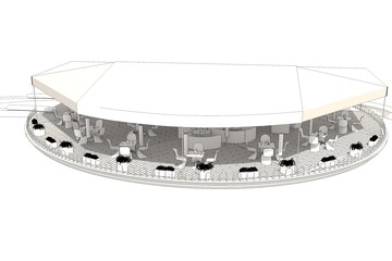 restaurant, summer terrace, 3D illustration