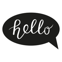 Bubble with hello quote. Hand drawn lettering. Vector illustration.