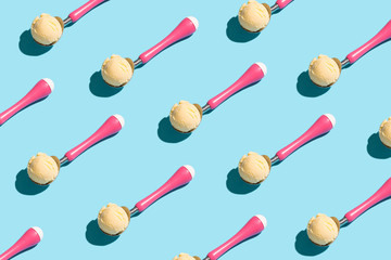 Ice cream scoops in spoons in food pattern