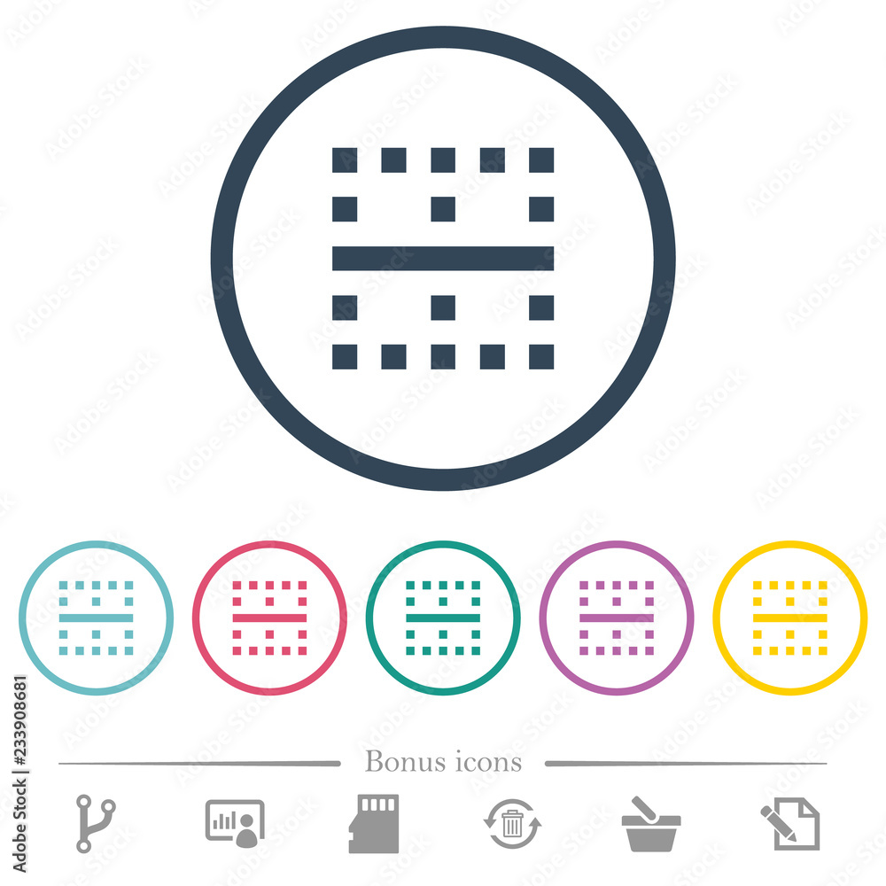 Poster Horizontal border flat color icons in round outlines