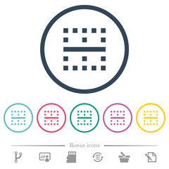 Horizontal border flat color icons in round outlines