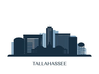 Fototapeta premium Tallahassee skyline, monochrome silhouette. Vector illustration.
