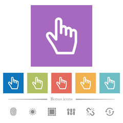 Hand cursor flat white icons in square backgrounds