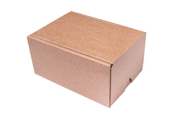Brown cardboard box, isolated