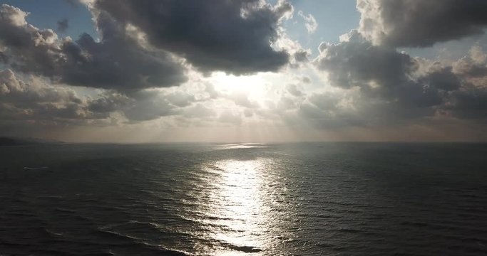 Shot of a beautiful summer sunset at the beach. Sunset at sea drone footage. bartin Turkey