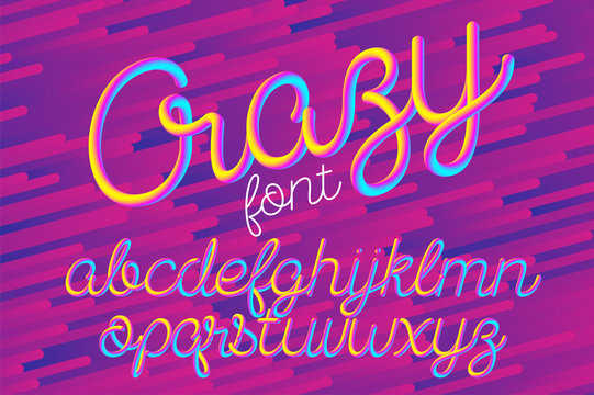 Crazy color 3D alphabet vector pipe font