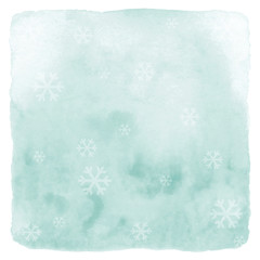 Snowflakes with green paint watercolor