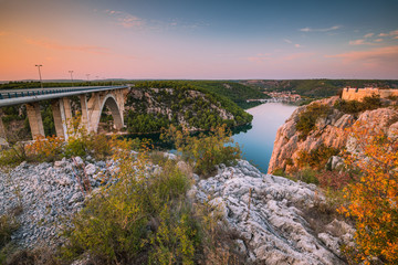 Fototapeta na wymiar Sibenik bridge near Skradin in Croatia