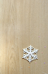 snowflake on wooden background, christmas background