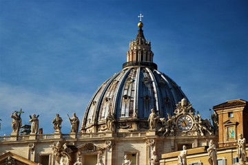 Fototapeta na wymiar Vatican City - View of Piazza San Pietro, with its religious symbols. 