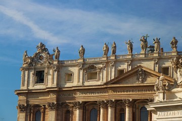 Fototapeta na wymiar Vatican City - View of Piazza San Pietro, with its religious symbols. 