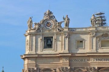 Vatican City - View of Piazza San Pietro, with its religious symbols. 