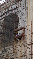 Ouvriers sur le Taj Mahal