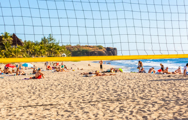 Filet de beach-volley sur plage de Boucan, &icirc;le de la R&eacute;union 