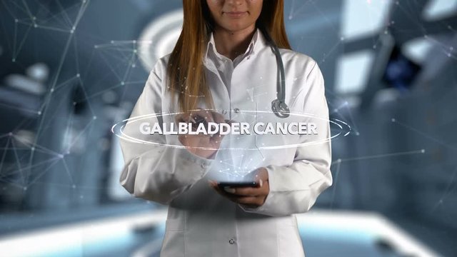 Female Doctor Hologram Word Gallbladder cancer