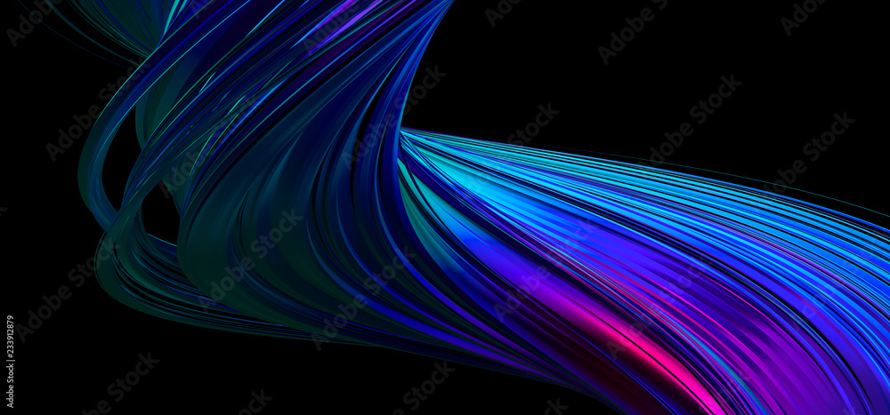 Poster abstract 3d rendering of twisted lines. modern background design, illustration of a futuristic shape