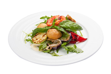 Grilled vegetables on a white background
