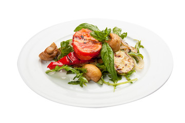 Grilled vegetables on a white background