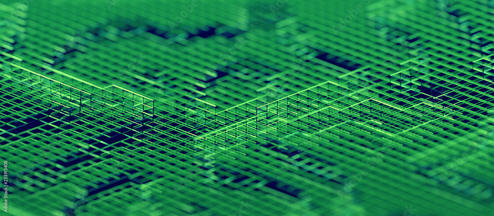 Poster abstract 3d rendering of technological surface. modern background design