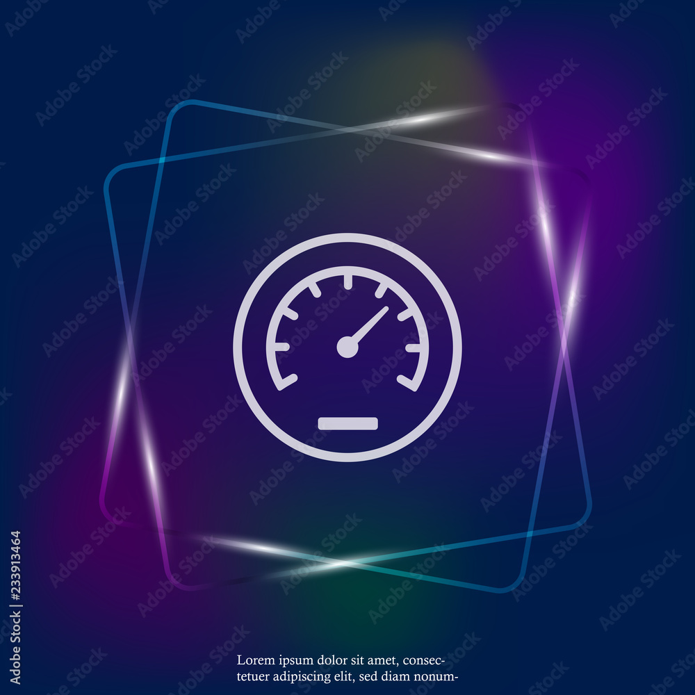 Poster vector neon light icon speedometer. flat image speedometer icon. layers grouped for easy editing ill