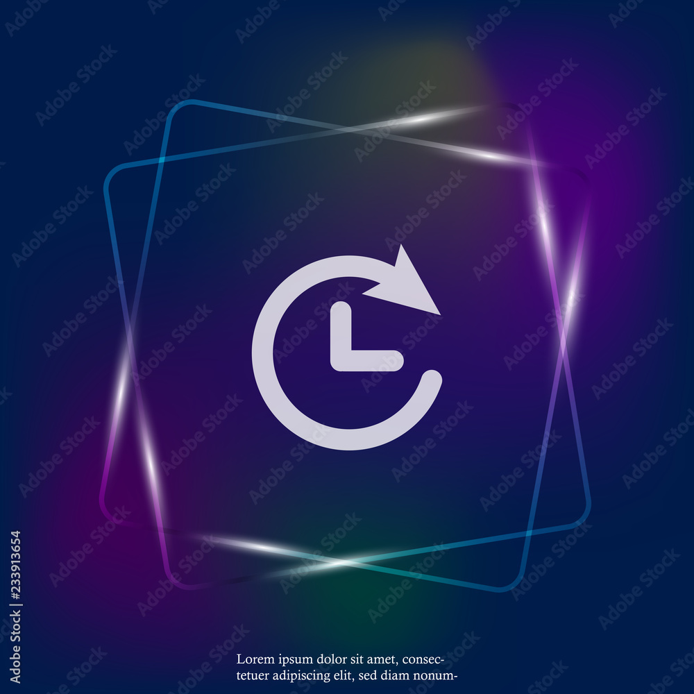 Poster clock neon light icon. flat image clock. layers grouped for easy editing illustration. for your desi