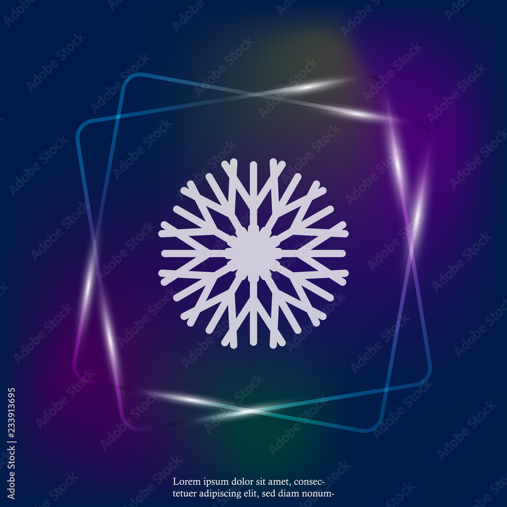 Poster vector neon light image of a snowflake. snow icon. snow in winter. layers grouped for easy editing i