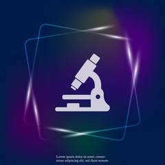 Microscope vector neon light icon. Llaboratory microscope. Layers grouped for easy editing illustration. For your design.