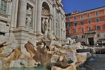 Fototapeta na wymiar Rome, Italy - View of some details of the Trevi Fountain, one of the most famous fountains in the world. 
