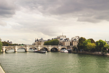 Ancient Parisian Architecture. Houses and churches. Sculptures The beauty of the city. City of...
