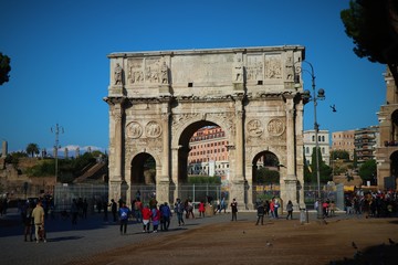 Fototapeta na wymiar Rome, Italy - View of the Arch of Constantine, with its details.
