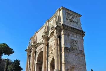 Fototapeta na wymiar Rome, Italy - View of the Arch of Constantine, with its details.