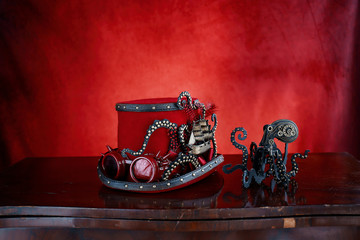 Steampunk cappello rosso e octopus