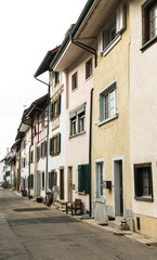 Fototapeta na wymiar Neunkirch, SH / Switzerland - November 10, 2018: historic village of Neunkirch in the Klettgau with details of the typical architectural style and historic buildings
