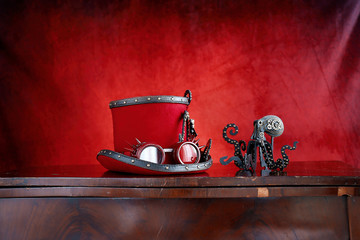 Steampunk cappello rosso e octopus