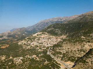 Fototapeta na wymiar Aerial view of Vuno, Albania. An Albanian village along the Albanian Riviera