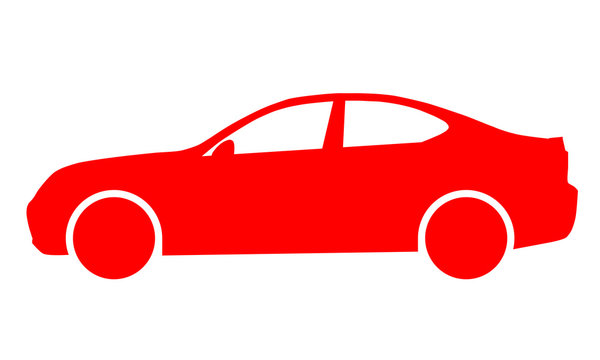Car symbol icon - red, 2d, isolated - vector