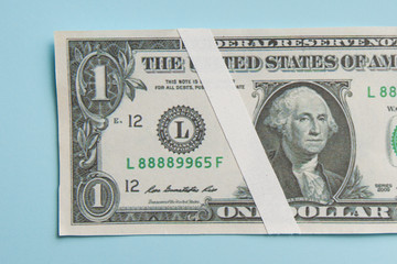 Dollar currency fall. Cash money. Savings, bank. Bad economic concept.