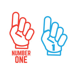 Foam fingers vector set. Number one and hand sport best