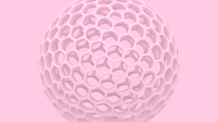 3d spheres with holes. Perforated balls background. Abstract wallpaper. Flying bubbles. Trendy modern illustration. 3d rendering. Cell. Pastel colors. Poster backdrop.