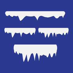 Fototapeta premium Snow and ice vector frames. Winter cartoon snow caps, snowdrifts and icicles. Illustration of snowcap for web design