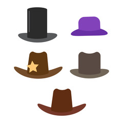 Cartoon hats vector. Male and female accessory hats