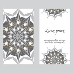 Design Vintage cards with Floral mandala pattern and ornaments. Vector template. Islam, Arabic, Indian, Mexican ottoman motifs. Hand drawn background