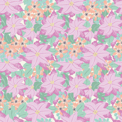 Festive seamless pattern in bright poinsettia. Holiday floral christmas background for wallpapers, textile, wrapping paper.