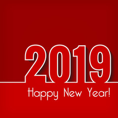 Happy New Year 2019. Creative greeting card template.