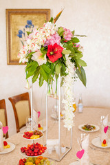 Festive table with flowers