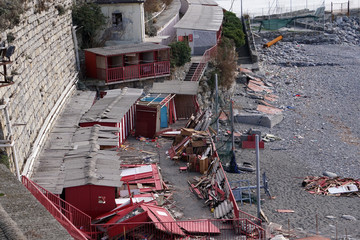 seaside resort destroyed by hurricane swell typhoon