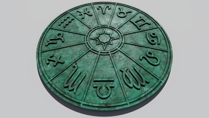 Fototapeta na wymiar Astrological zodiac signs inside of green marble horoscope circle